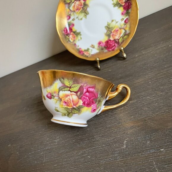 Royal Chelsea Golden Rose Teacup & Saucer - Picture 11 of 15